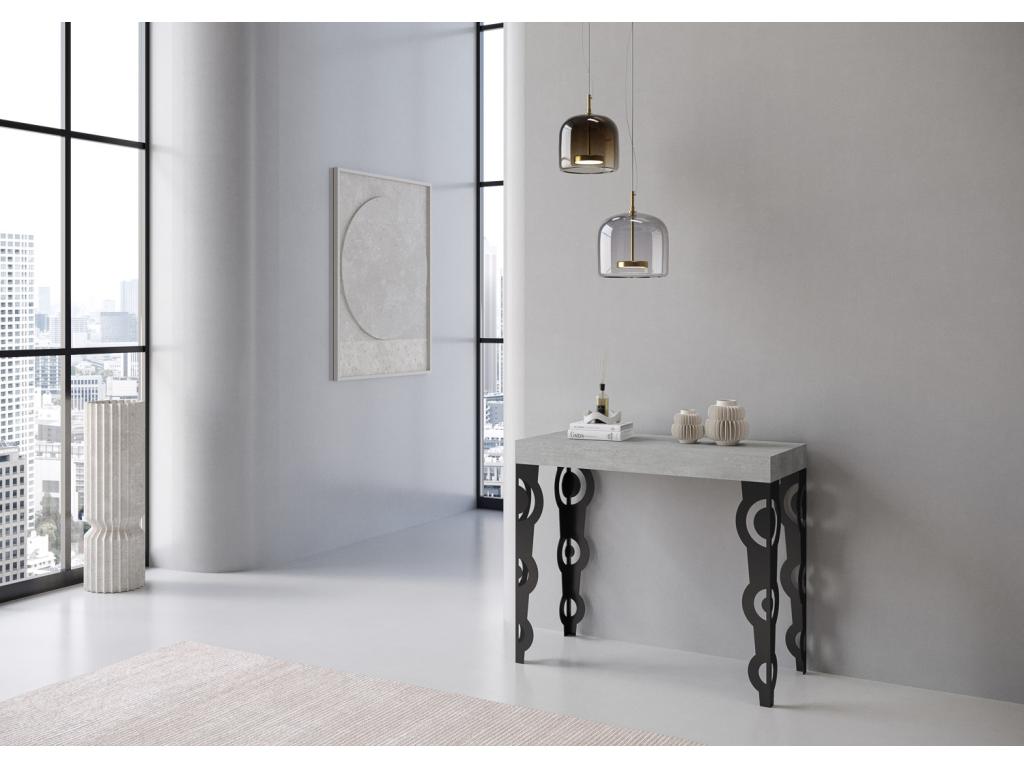 Extendable console 90x40/196 cm Karamay Small Premium Concrete Gray Anthracite frame IVHX09232