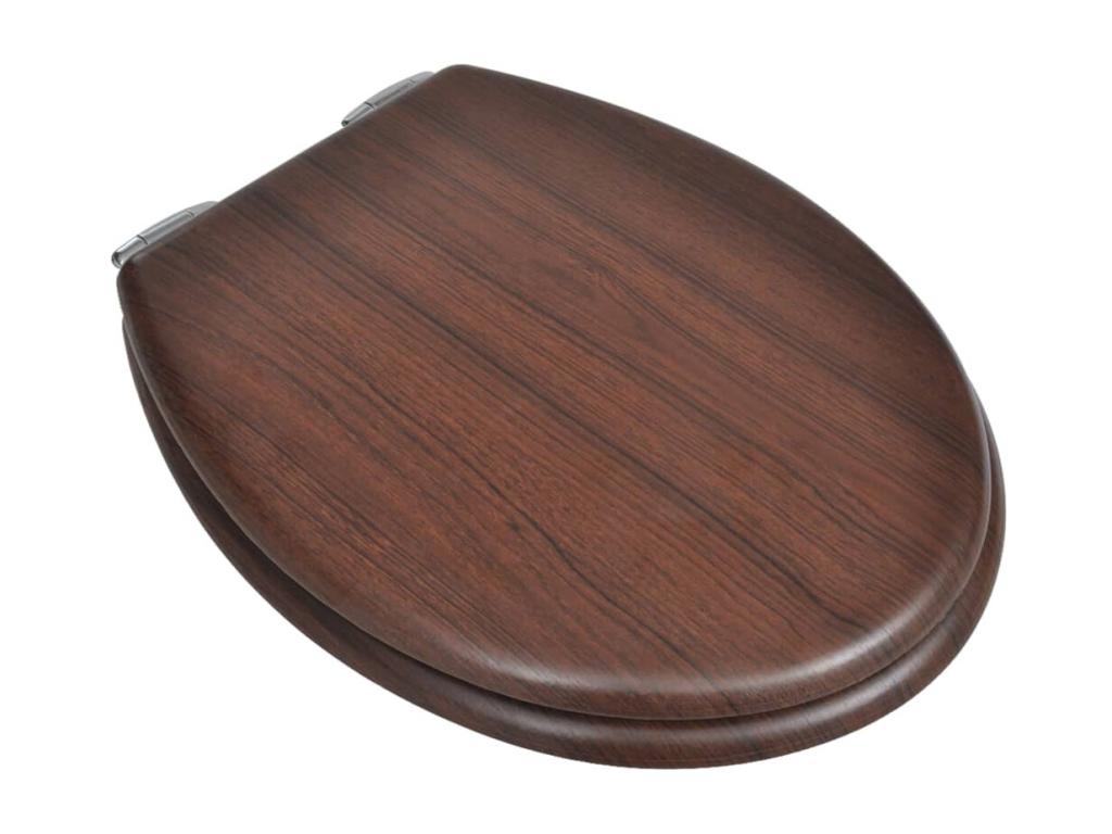 Brown wood-effect toilet seat with lid, 45x36x5 cm, 02 0002877 QKKO56977