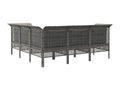 5-piece garden furniture set with cushions, grey woven resin, RQQM88568