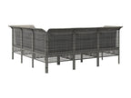 5-piece garden furniture set with cushions, grey woven resin, RQQM88568