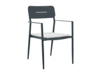 Set of 2 stackable aluminum garden chairs with white cushions - Anthracite - Ligniva YCSO18446