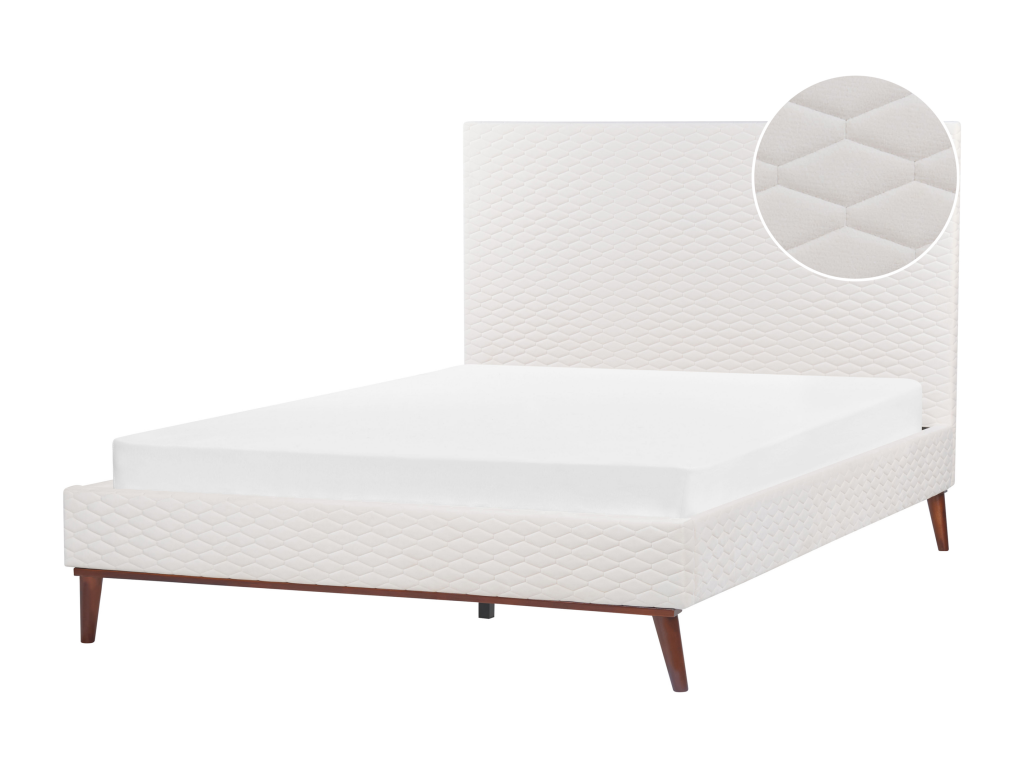 Dekonao Velvet Bed with Slatted Base 160x200 cm Off-White PJSR30598