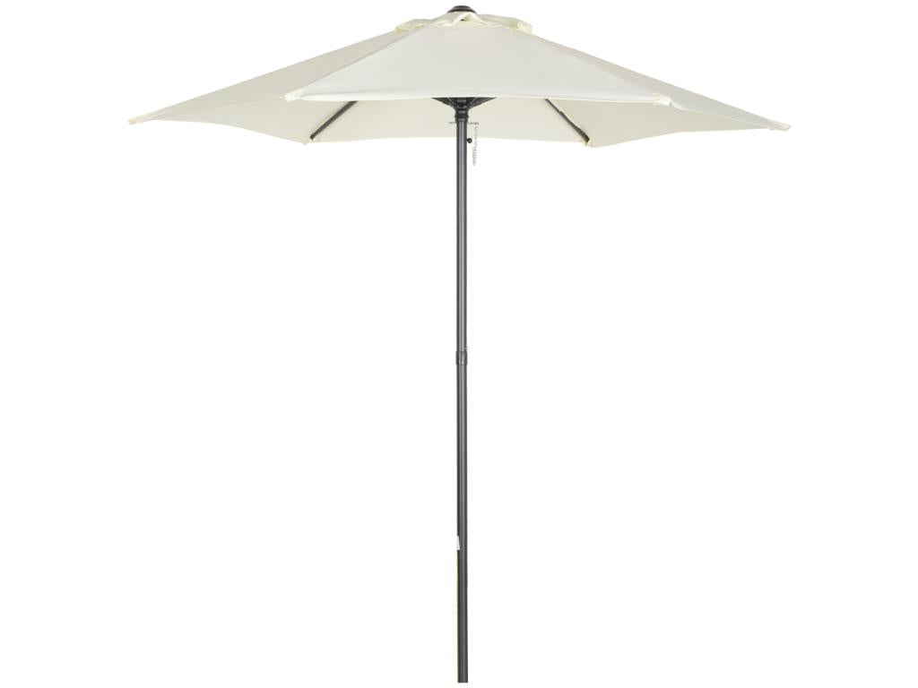 Large straight parasol for garden, balcony, or terrace, 160 g/m² polyester fabric, 1.96 x 2 m high, beige aluminum pole, CDGA27755