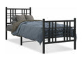 Metal bed frame with headboard and footboard, black, 80x200 FBPM43357