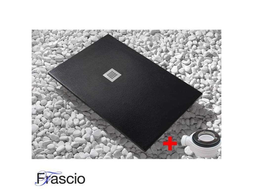 Dekonao Extra Slim Black 95x175 cm Shower Tray in Synthetic Resin and Marble Dust with Free Drain JQKG25212