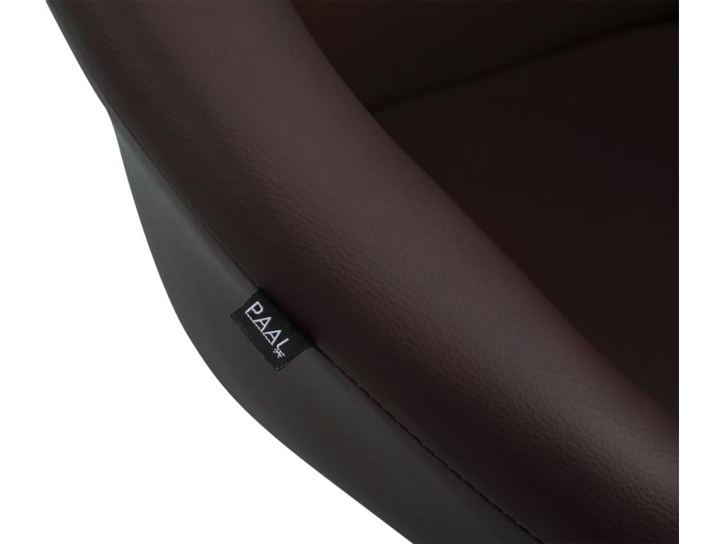 Set of 2 Bar Stools - Faux Leather / Chrome Metal - Brown - Ligniva V2 UTUW86894