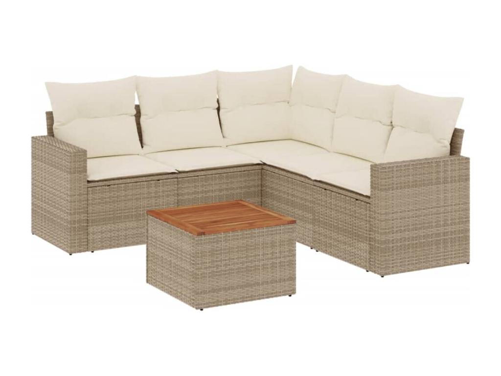 6-piece beige resin wicker garden furniture set with cushions SGGH11603
