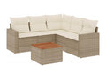 6-piece beige resin wicker garden furniture set with cushions SGGH11603