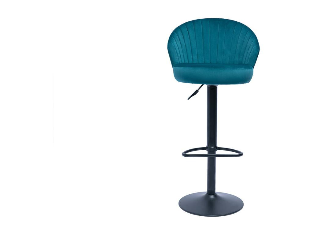Adjustable and swivel designer bar stool in duck blue embossed velvet fabric Dekonao RXWH97997
