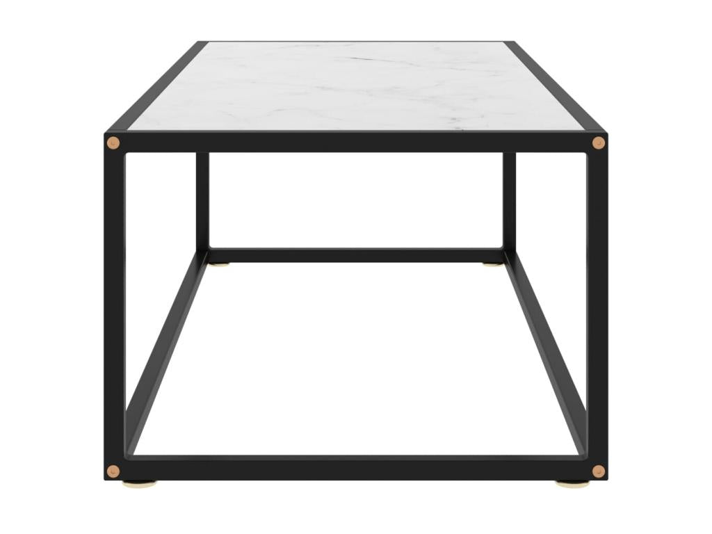 Black coffee table with white marble top, 100x50x35 cm, FWDR02834