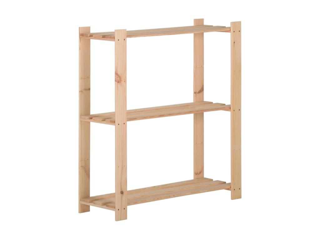 3-tier storage shelf, brown wood, 80x28.5x90 cm, 02 0000656 EQZE74316