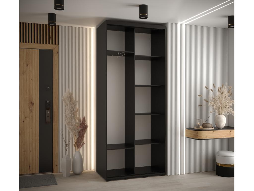 Dekonao 1 Sliding Door Wardrobe 205.2/110/45 2 Doors Black/White QOEA71485