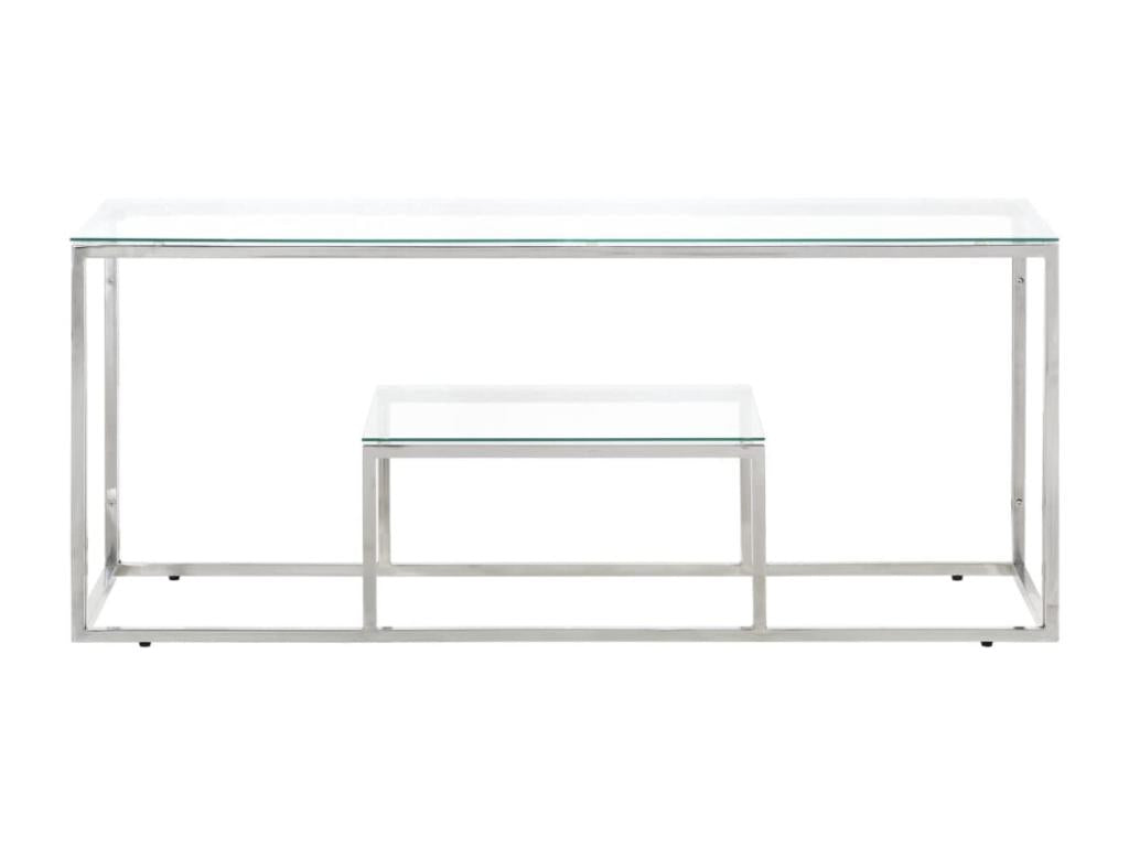 Silver coffee table in stainless steel and tempered glass MKDD92495