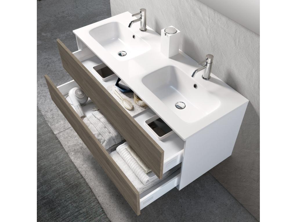 Dekonao 5-piece double sink bathroom set in ash oak DQOK85771