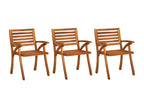 Dekonao Solid Wood Garden Dining Chairs with Cushions, Set of 3, UHGV88250
