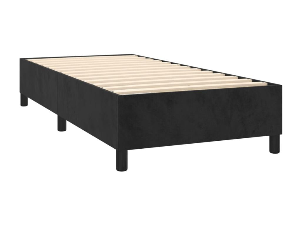 Upholstered bed base with mattress, black, 100x200 cm, velvet, PNRE64484