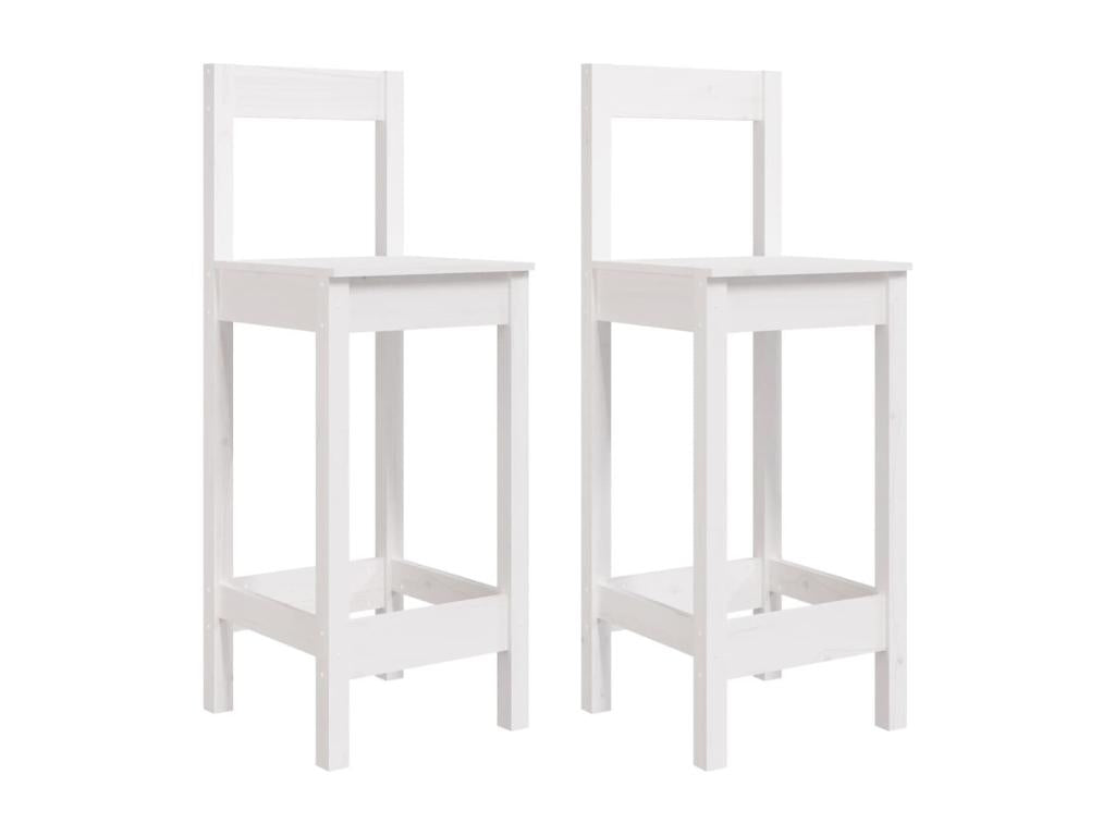 Set of 2 white bar stools, 40x41.5x112 cm, solid pine wood, MZEB78065