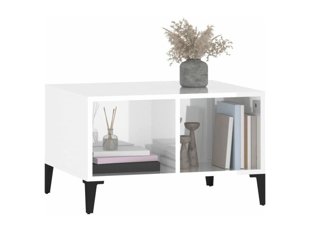 Coffee table, glossy white, 60x50x36.5 cm, engineered wood, WRUS96503