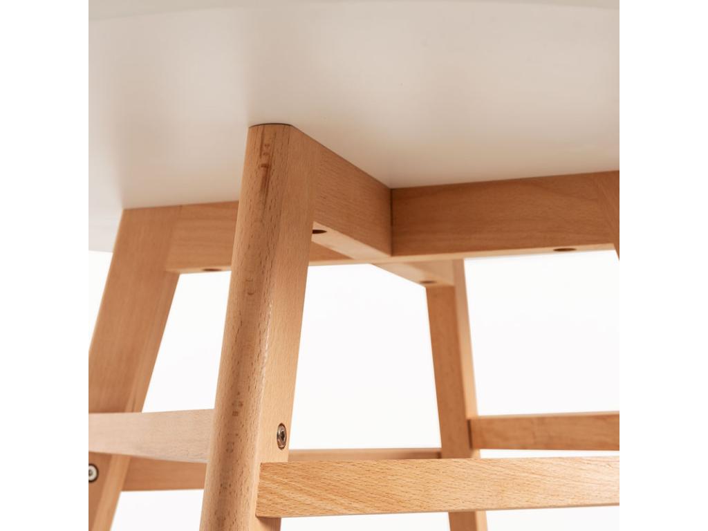 Round 90cm Scandinavian white table with natural wood legs Ligniva AUGJ10841