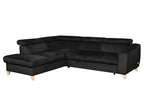 Dekonao 5-seater luxury velvet fabric corner sofa bed, black, left-hand corner YNXU43959