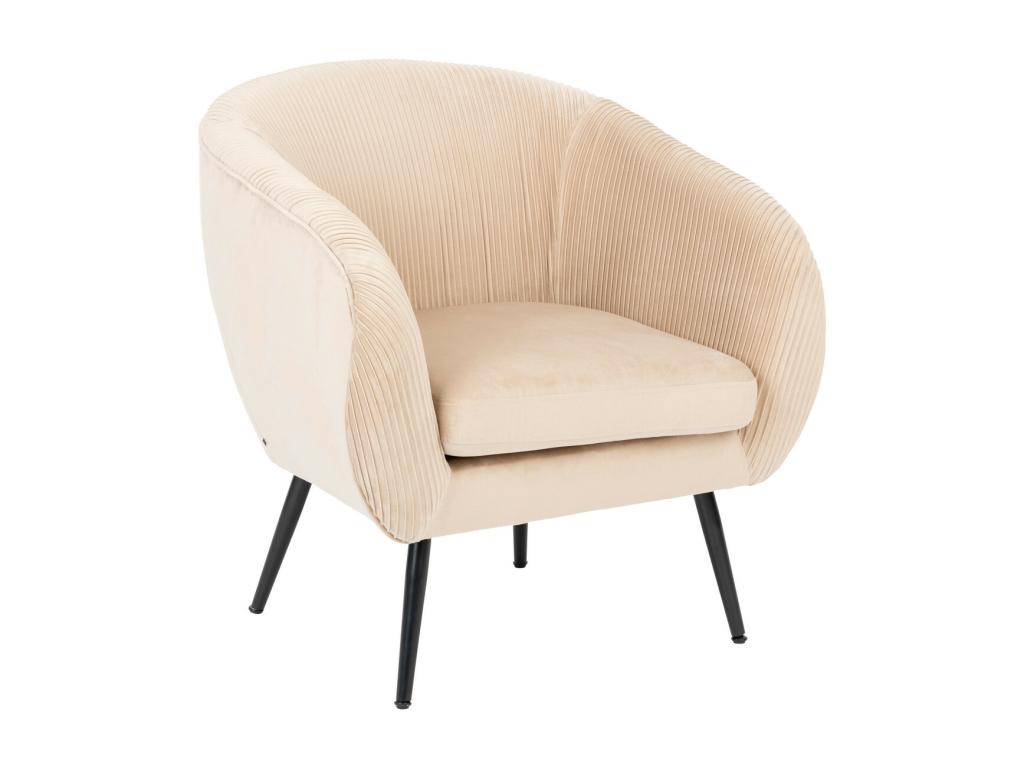 Dekonao Beige Velvet Armchair with Black Metal Legs YOGX90447