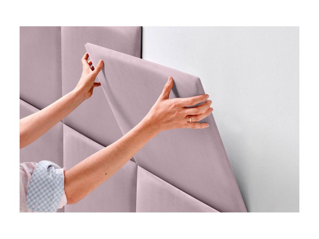 Dekonao Upholstered Headboard in Quality Velvet, Dekonao Interior Composed of Interchangeable Self-Adhesive Panels for Bedroom, Salmon Color, 135 cm TRRV88152