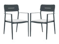 Set of 2 stackable aluminum garden chairs with white cushions - Anthracite - Ligniva YCSO18446