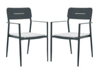 Set of 2 stackable aluminum garden chairs with white cushions - Anthracite - Ligniva YCSO18446