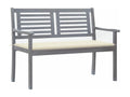 2-seater garden bench with cushion, 120 cm, Eucalyptus Grey REUP58277