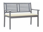 2-seater garden bench with cushion, 120 cm, Eucalyptus Grey REUP58277