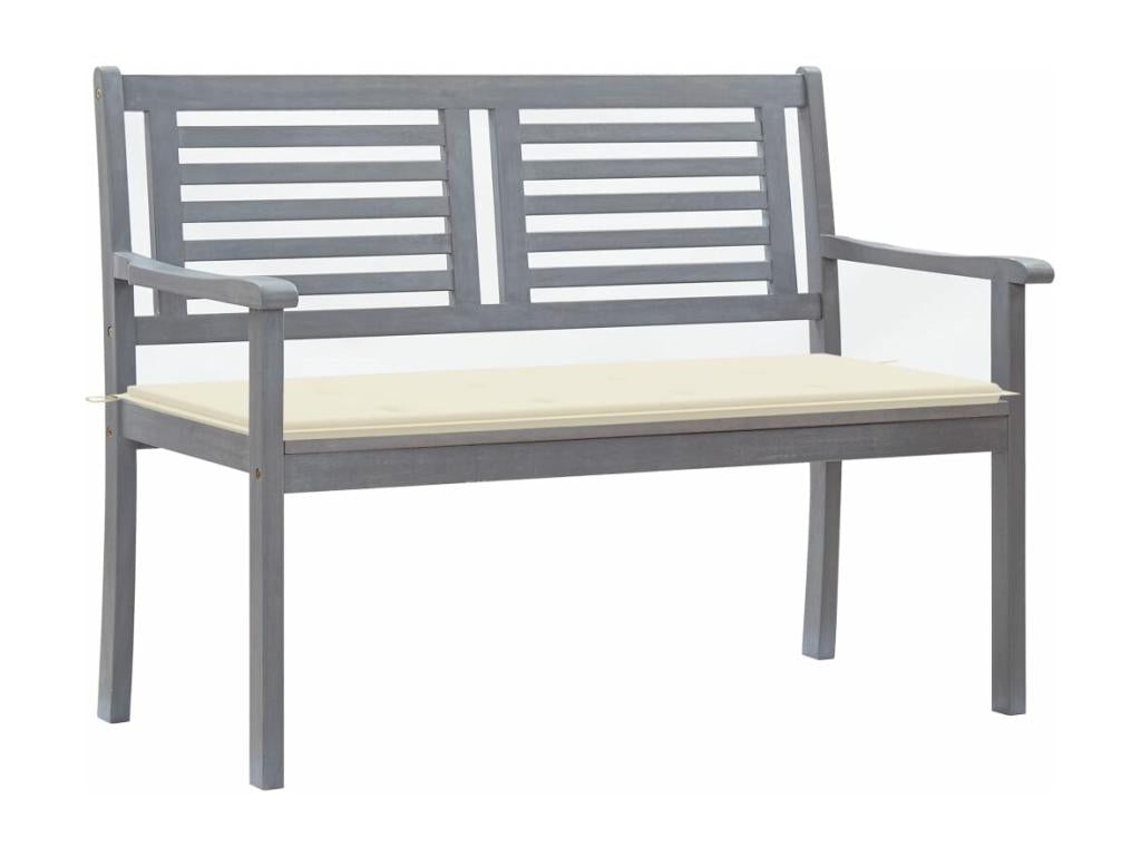 2-seater garden bench with cushion, 120 cm, Eucalyptus Grey REUP58277
