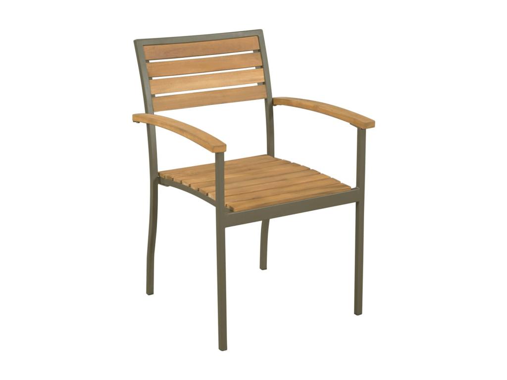Stackable outdoor chairs, set of 2, Dekonao wood and steel VLNY80313