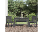 4-piece garden dining set, grey solid pine wood, QUEU43273