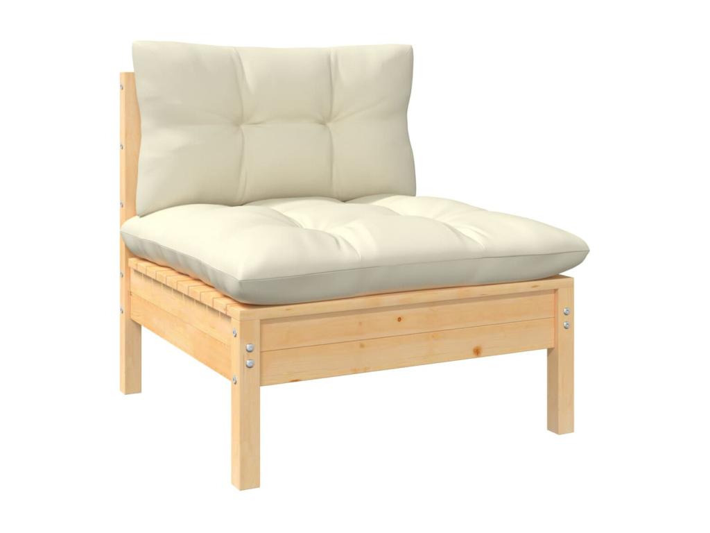 8-piece garden furniture set with cream cushions, solid pine wood XUNR43366