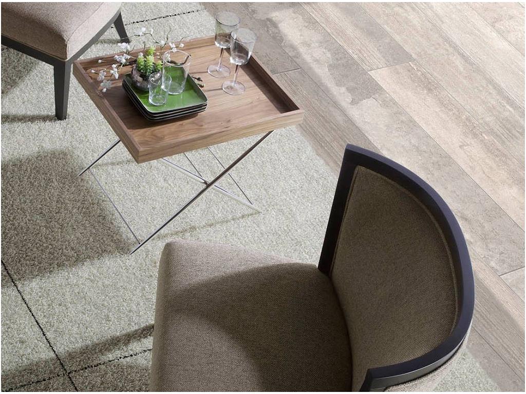 Dekonao XJXA90505 Side Table in Walnut Veneer and Stainless Steel