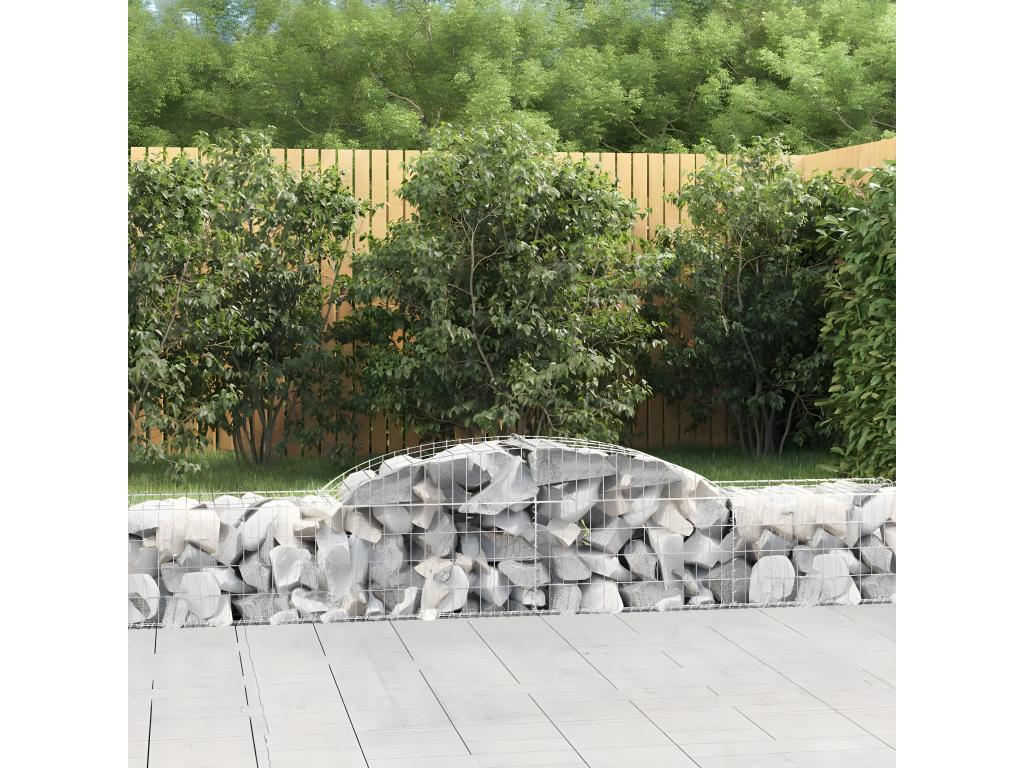 7-piece arched gabion baskets, 300x50x40/60 cm, galvanized iron, DIBA08885