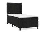 Upholstered bed base with mattress, black, 100x200 cm, velvet, PNRE64484