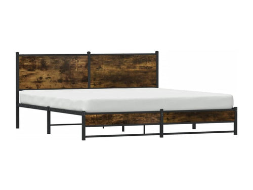 Metal bed frame without mattress, smoked oak, 183x213 cm, ITTZ59022