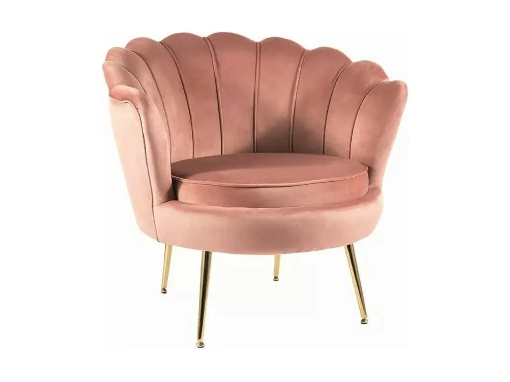 Nobellea 1 Velvet Armchair - Velvet - Pink/Gold - W 81 x H 77 cm LMBK16929