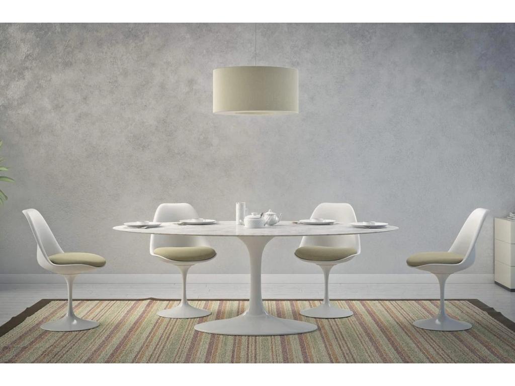 Oval tulip table - Matte black top - Width 160 cm - Glossy black base SLLB12988