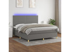 Upholstered bed base and mattress with LED lighting, Dark Grey, 160x200 cm, Fabric IKWD62361