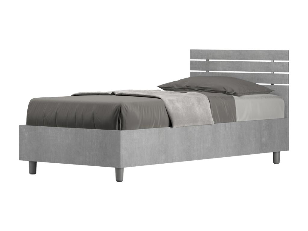 80x190cm storage bed with straight headboard and Dekonao cement finish (Dekonao WUQP29450)