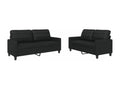 2-Piece Sofa Set with Cushions, Black Faux Leather HQHW56407