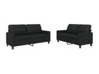 2-Piece Sofa Set with Cushions, Black Faux Leather HQHW56407