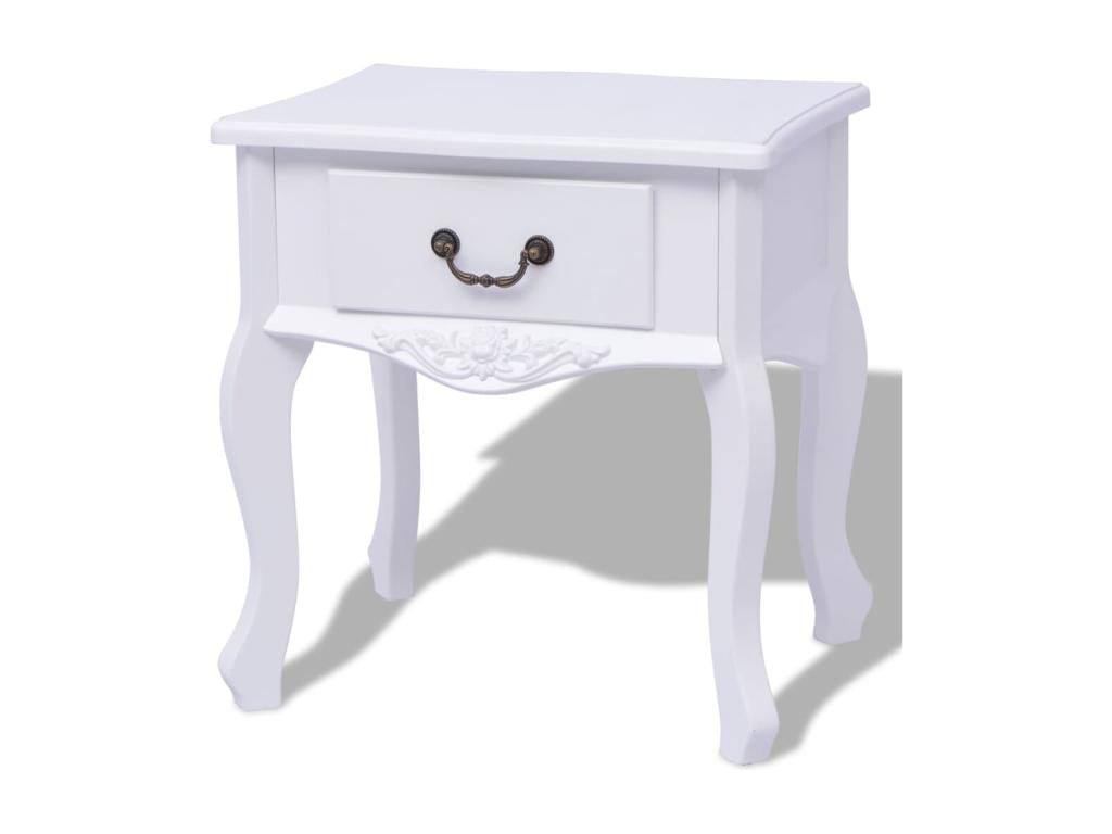 2-piece bedside table, white MDF, LQRB76142